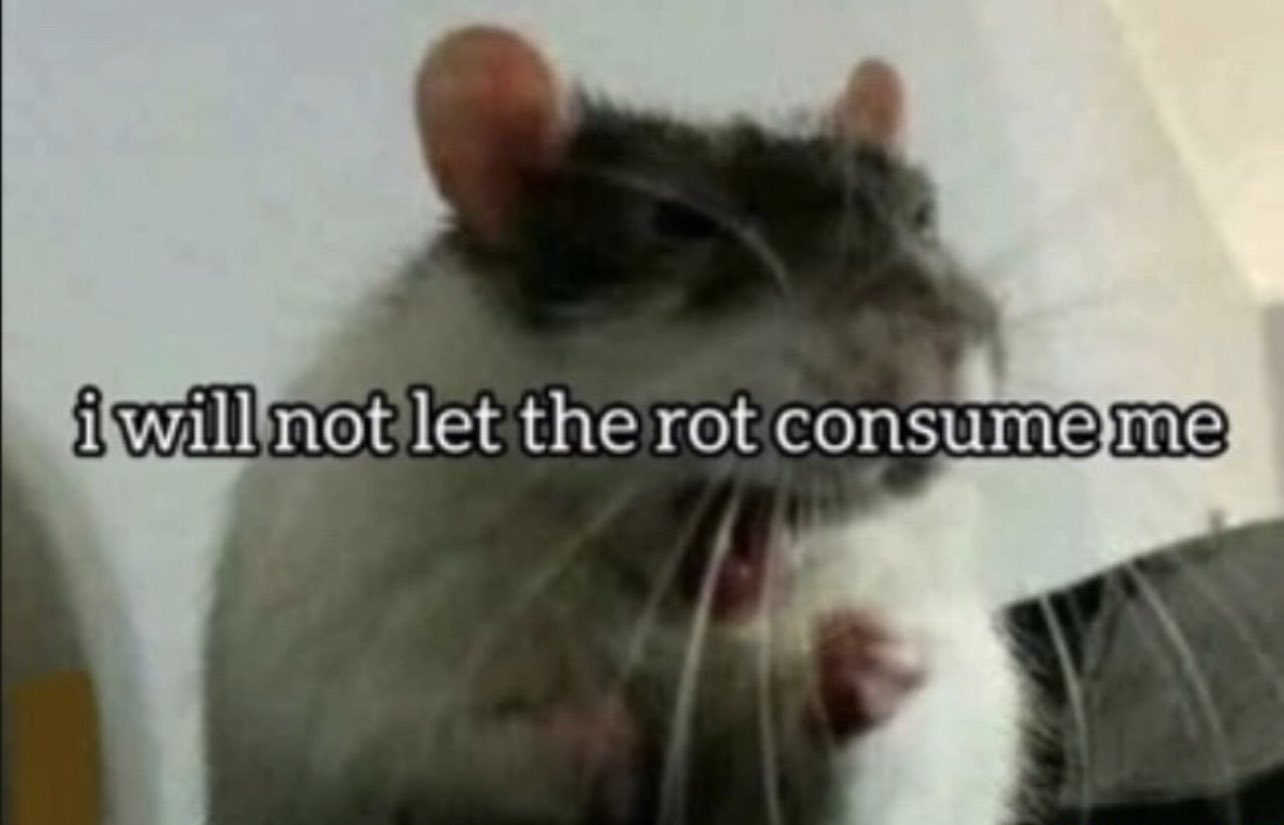 rat says "I won't let rot consume me."